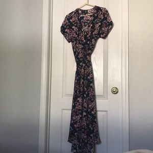 Short sleeve print maxi dress